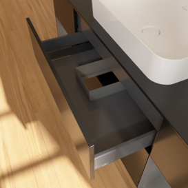 Тумба под раковину Villeroy & Boch Finion 160х50,1 см с подсветкой МДФ черный матовый лак/стекло черное матовое F742GKPD