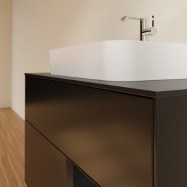 Тумба под раковину Villeroy & Boch Finion 100х50,1 см с подсветкой МДФ черный матовый лак/стекло черное матовое F372PDPD