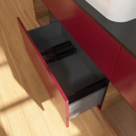 Тумба под раковину Villeroy & Boch Finion 160х50,1 см с подсветкой МДФ пион матовый лак/стекло черное матовое F742GNHB