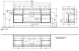 Тумба под раковину Villeroy & Boch Finion 160х50,1 см с подсветкой МДФ шпон грецкого ореха/стекло черное матовое F742HBGN