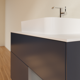 Тумба под раковину Villeroy & Boch Finion 100х50,1 см с подсветкой МДФ темно-синий матовый лак/стекло белое матовое F371GKHG
