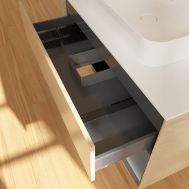 Тумба под раковину Villeroy & Boch Finion 100х50,1 см с подсветкой МДФ шпон дуба/стекло белое матовое F371GKPC