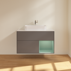 Тумба под раковину Villeroy & Boch Finion 100х50,1 см с подсветкой МДФ антрацит матовый лак/стекло белое матовое F371GMGK