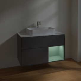 Тумба под раковину Villeroy & Boch Finion 100х50,1 см с подсветкой МДФ антрацит матовый лак/стекло белое матовое F371GMGK