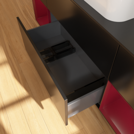 Тумба под раковину Villeroy & Boch Finion 160х50,1 см с подсветкой МДФ черный матовый лак/стекло черное матовое F742HBPD