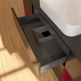 Тумба под раковину Villeroy & Boch Finion 160х50,1 см с подсветкой МДФ черный матовый лак/стекло черное матовое F742HBPD