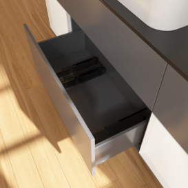 Тумба под раковину Villeroy & Boch Finion 160х50,1 см с подсветкой МДФ антрацит матовый лак/стекло черное матовое F742MTGK