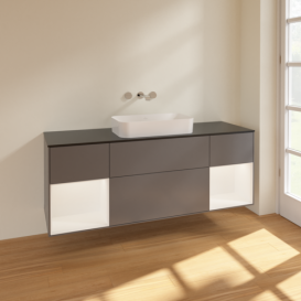 Тумба под раковину Villeroy & Boch Finion 160х50,1 см с подсветкой МДФ антрацит матовый лак/стекло черное матовое F742MTGK