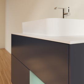 Тумба под раковину Villeroy & Boch Finion 100х50,1 см с подсветкой МДФ темно-синий матовый лак/стекло белое матовое F371GMHG