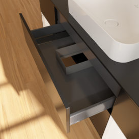 Тумба под раковину Villeroy & Boch Finion 160х50,1 см с подсветкой МДФ черный матовый лак/стекло черное матовое F742MTPD