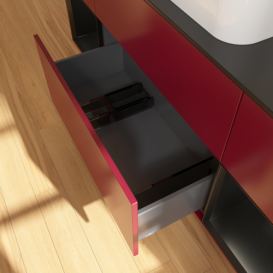 Тумба под раковину Villeroy & Boch Finion 160х50,1 см с подсветкой МДФ пион матовый лак/стекло черное матовое F742PDHB