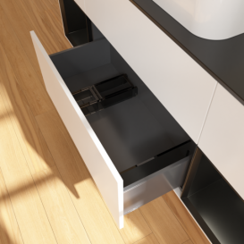 Тумба под раковину Villeroy & Boch Finion 160х50,1 см с подсветкой МДФ белый матовый лак/стекло черное матовое F742PDMT