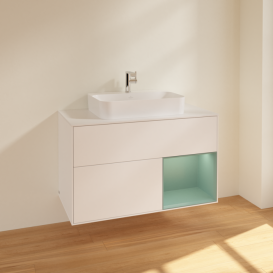 Тумба під раковину Villeroy & Boch Finion 100х50,1 см із підсвічуванням МДФ білий матовий лак/скло біле матове F371GMMT