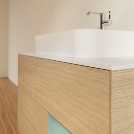 Тумба под раковину Villeroy & Boch Finion 100х50,1 см с подсветкой МДФ шпон дуба/стекло белое матовое F371GMPC