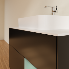 Тумба под раковину Villeroy & Boch Finion 100х50,1 см с подсветкой МДФ черный матовый лак/стекло белое матовое F371GMPD