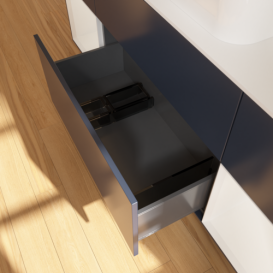 Тумба под раковину Villeroy & Boch Finion 160х50,1 см с подсветкой МДФ темно-синий матовый лак/стекло белое матовое F741GFHG