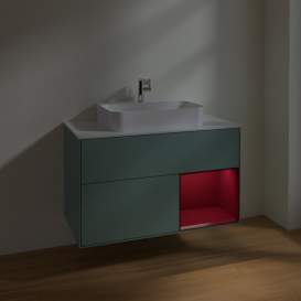 Тумба под раковину Villeroy & Boch Finion 100х50,1 см с подсветкой МДФ оливковый матовый лак/стекло белое матовое F371HBGM