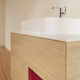 Тумба под раковину Villeroy & Boch Finion 100х50,1 см с подсветкой МДФ шпон дуба/стекло белое матовое F371HBPC