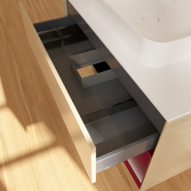 Тумба под раковину Villeroy & Boch Finion 100х50,1 см с подсветкой МДФ шпон дуба/стекло белое матовое F371HBPC