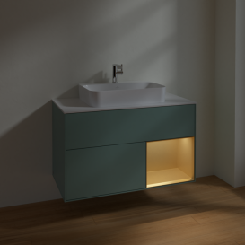 Тумба под раковину Villeroy & Boch Finion 100х50,1 см с подсветкой МДФ оливковый матовый лак/стекло белое матовое F371HFGM