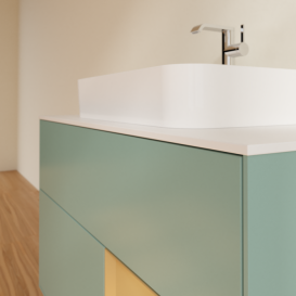 Тумба под раковину Villeroy & Boch Finion 100х50,1 см с подсветкой МДФ оливковый матовый лак/стекло белое матовое F371HFGM