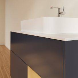 Тумба под раковину Villeroy & Boch Finion 100х50,1 см с подсветкой МДФ темно-синий матовый лак/стекло белое матовое F371HFHG