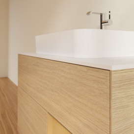 Тумба под раковину Villeroy & Boch Finion 100х50,1 см с подсветкой МДФ шпон дуба/стекло белое матовое F371HFPC