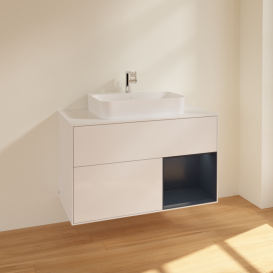 Тумба под раковину Villeroy & Boch Finion 100х50,1 см с подсветкой МДФ глянцевый белый лак/стекло белое матовое F371HGGF