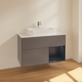 Тумба под раковину Villeroy & Boch Finion 100х50,1 см с подсветкой МДФ антрацит матовый лак/стекло белое матовое F371HGGK