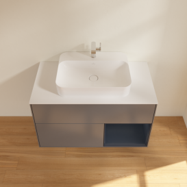 Тумба под раковину Villeroy & Boch Finion 100х50,1 см с подсветкой МДФ антрацит матовый лак/стекло белое матовое F371HGGK