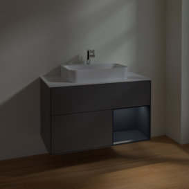 Тумба под раковину Villeroy & Boch Finion 100х50,1 см с подсветкой МДФ антрацит матовый лак/стекло белое матовое F371HGGK