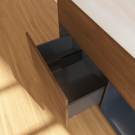 Тумба под раковину Villeroy & Boch Finion 100х50,1 см с подсветкой МДФ шпон грецкого ореха/стекло белое матовое F371HGGN