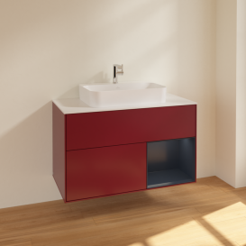 Тумба под раковину Villeroy & Boch Finion 100х50,1 см с подсветкой МДФ пион матовый лак/стекло белое матовое F371HGHB