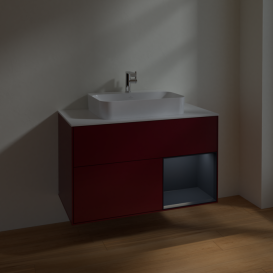 Тумба под раковину Villeroy & Boch Finion 100х50,1 см с подсветкой МДФ пион матовый лак/стекло белое матовое F371HGHB