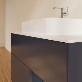 Тумба под раковину Villeroy & Boch Finion 100х50,1 см с подсветкой МДФ темно-синий матовый лак/стекло белое матовое F371HGHG