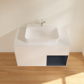 Тумба под раковину Villeroy & Boch Finion 100х50,1 см с подсветкой МДФ белый матовый лак/стекло белое матовое F371HGMT