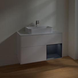 Тумба под раковину Villeroy & Boch Finion 100х50,1 см с подсветкой МДФ белый матовый лак/стекло белое матовое F371HGMT