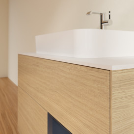 Тумба под раковину Villeroy & Boch Finion 100х50,1 см с подсветкой МДФ шпон дуба/стекло белое матовое F371HGPC