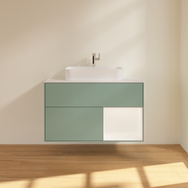 Тумба под раковину Villeroy & Boch Finion 100х50,1 см с подсветкой МДФ оливковый матовый лак/стекло белое матовое F371MTGM