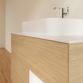 Тумба под раковину Villeroy & Boch Finion 100х50,1 см с подсветкой МДФ шпон дуба/стекло белое матовое F371MTPC