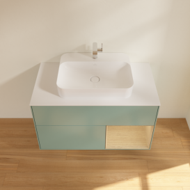 Тумба под раковину Villeroy & Boch Finion 100х50,1 см с подсветкой МДФ оливковый матовый лак/стекло белое матовое F371PCGM