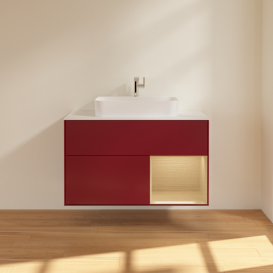 Тумба под раковину Villeroy & Boch Finion 100х50,1 см с подсветкой МДФ пион матовый лак/стекло белое матовое F371PCHB