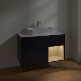 Тумба под раковину Villeroy & Boch Finion 100х50,1 см с подсветкой МДФ темно-синий матовый лак/стекло белое матовое F371PCHG