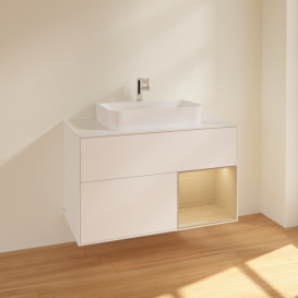 Тумба под раковину Villeroy & Boch Finion 100х50,1 см с подсветкой МДФ белый матовый лак/стекло белое матовое F371PCMT