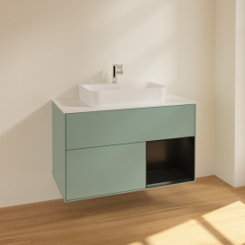 Тумба под раковину Villeroy & Boch Finion 100х50,1 см с подсветкой МДФ оливковый матовый лак/стекло белое матовое F371PDGM