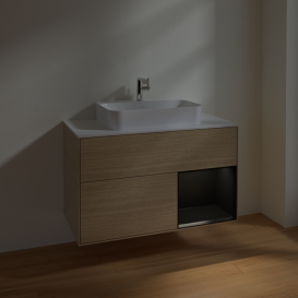 Тумба под раковину Villeroy & Boch Finion 100х50,1 см с подсветкой МДФ шпон дуба/стекло белое матовое F371PDPC