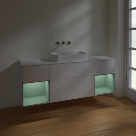 Тумба под раковину Villeroy & Boch Finion 160х50,1 см с подсветкой МДФ белый матовый лак/стекло белое матовое F741GMMT