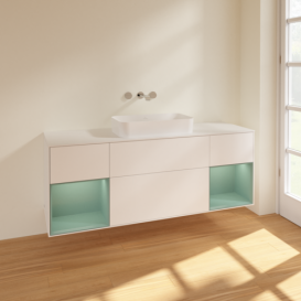 Тумба под раковину Villeroy & Boch Finion 160х50,1 см с подсветкой МДФ белый матовый лак/стекло белое матовое F741GMMT