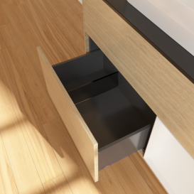 Тумба под раковину Villeroy & Boch Finion 100х50,1 см с подсветкой МДФ шпон дуба/стекло черное матовое F372GFPC