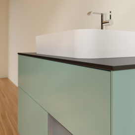 Тумба под раковину Villeroy & Boch Finion 100х50,1 см с подсветкой МДФ оливковый матовый лак/стекло черное матовое F372GKGM